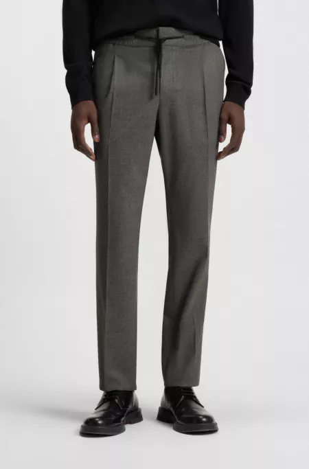 Melange slim-fit trousers in stretch flannel