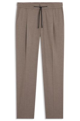 Pantalones slim fit en franela el&aacute;stica jaspeada, Marr&oacute;n
