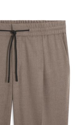 Pantalones slim fit en franela el&aacute;stica jaspeada, Marr&oacute;n