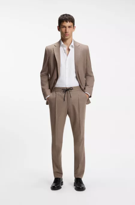 Melange slim-fit trousers in stretch flannel