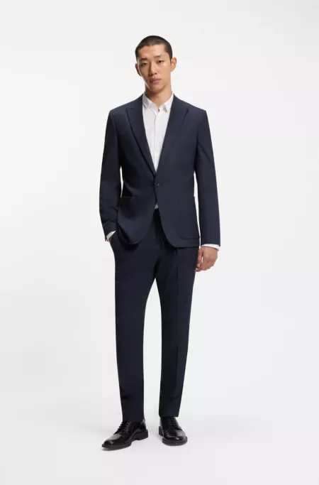 Melange slim-fit trousers in stretch flannel