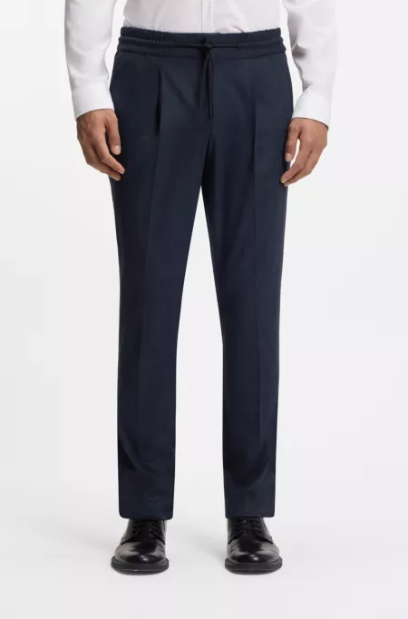 Melange slim-fit trousers in stretch flannel