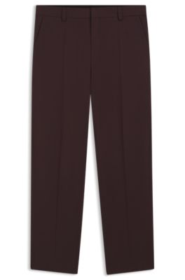 Pantalon Modern en popeline de laine m&eacute;lang&eacute;e, Brun chin&eacute;