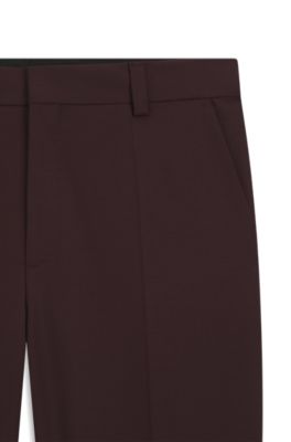 Pantalones de corte moderno en popel&iacute;n de mezcla de lana, Marr&oacute;n claro