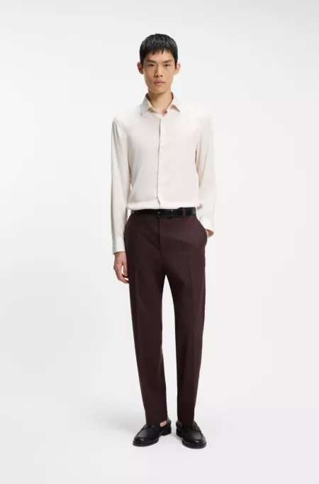 Modern-fit trousers in wool-blend poplin