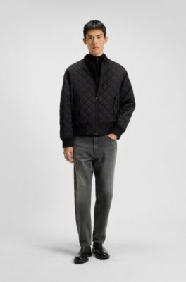 Jean Tapered en denim rigide &agrave; effets us&eacute;s , Gris