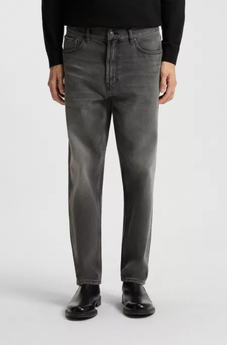 Tapered-fit jeans in grey denim