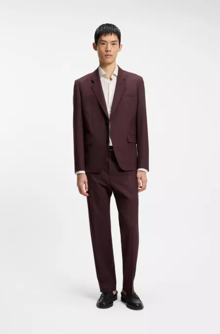 Modern-fit jacket in wool-blend poplin