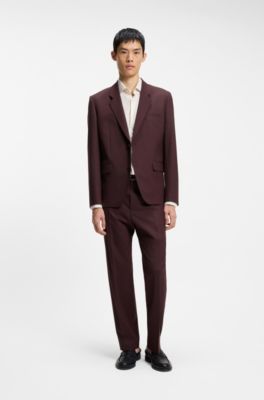 Veste Modern en popeline de laine m&eacute;lang&eacute;e, Brun chin&eacute;