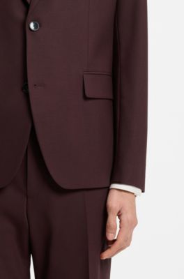 Veste Modern en popeline de laine m&eacute;lang&eacute;e, Brun chin&eacute;