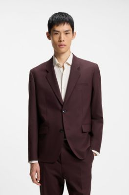 Modern-fit jacket in wool-blend poplin, Light Brown