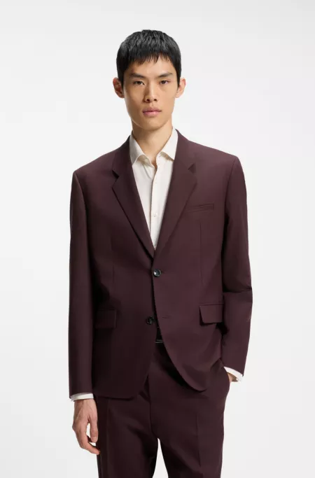Modern-fit jacket in wool-blend poplin