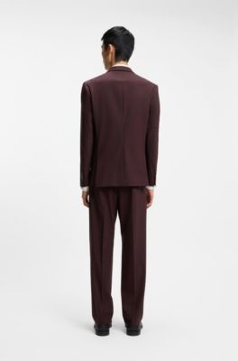 Veste Modern en popeline de laine m&eacute;lang&eacute;e, Brun chin&eacute;