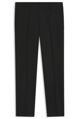Slim-fit trousers in wool-blend poplin, Black