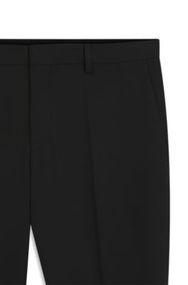 Slim-fit trousers in wool-blend poplin, Black