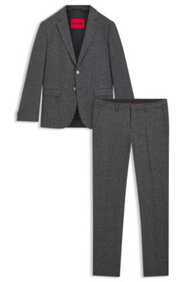 Two-piece extra-slim-fit suit in wool-blend tweed, Light Grey