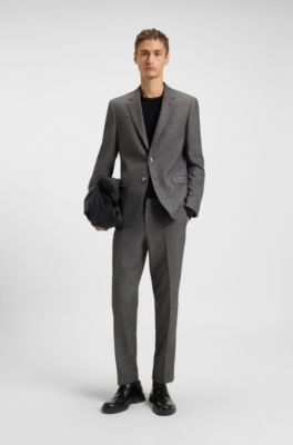 Two-piece extra-slim-fit suit in wool-blend tweed, Light Grey