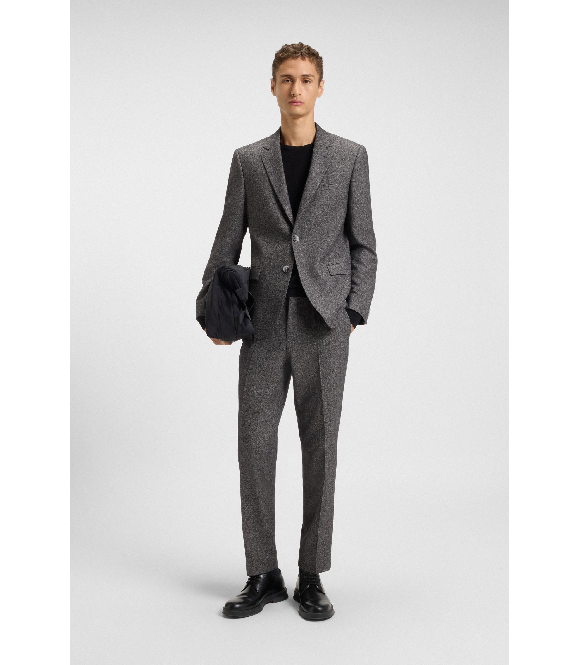 HUGO Two-piece extra-slim-fit suit in wool-blend tweed Light Grey