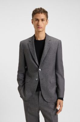 Two-piece extra-slim-fit suit in wool-blend tweed, Light Grey
