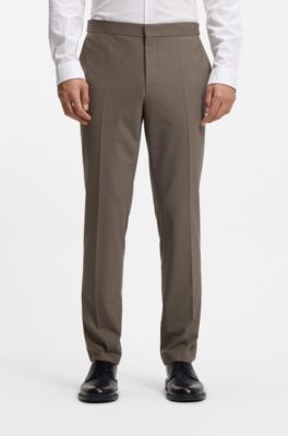 Traje slim fit con chaleco en popelina de mezcla de lana, Gris