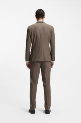 Traje slim fit con chaleco en popelina de mezcla de lana, Gris