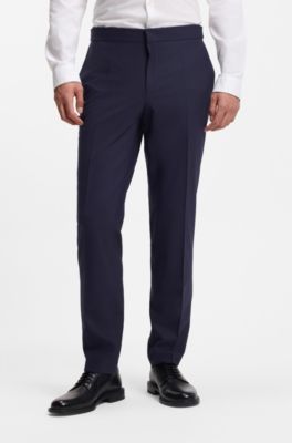 Traje slim fit con chaleco en popelina de mezcla de lana, Azul oscuro