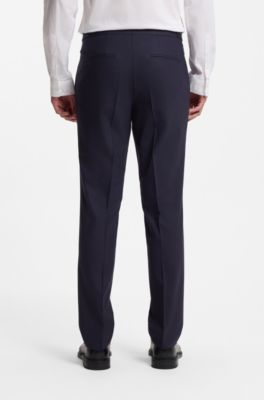 Traje slim fit con chaleco en popelina de mezcla de lana, Azul oscuro