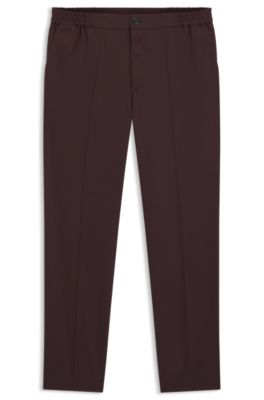 Pantalon Slim en popeline de laine m&eacute;lang&eacute;e, Brun chin&eacute;