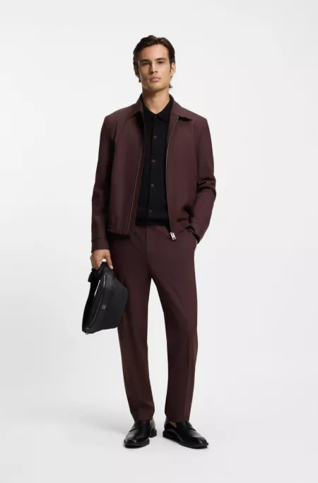 Slim-fit trousers in wool-blend poplin