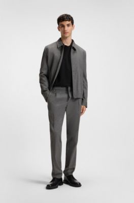 Stretch-cotton relaxed-fit polo shirt with Johnny collar, Negro