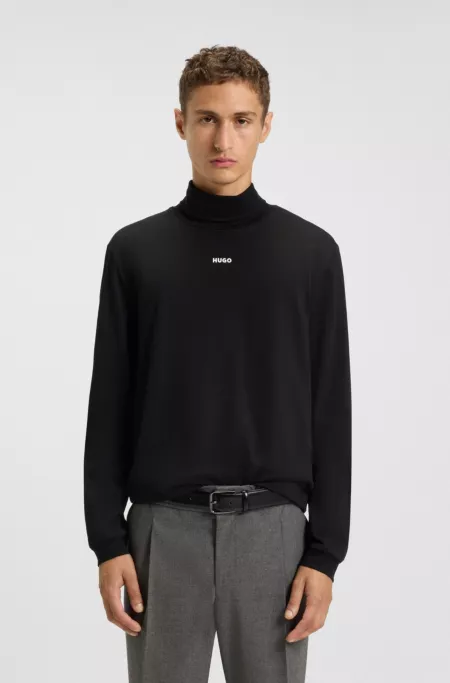 Rollneck cotton T-shirt with logo