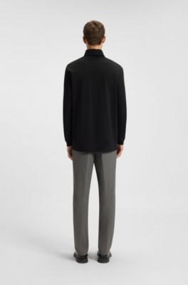 Camiseta de cuello vuelto con logo en algod&oacute;n, Negro