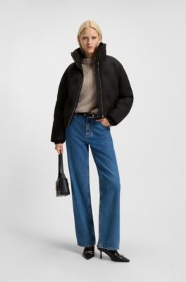 Stacked-logo jacket with water-repellent finish, Black