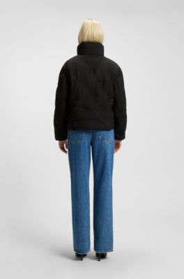 Stacked-logo jacket with water-repellent finish, Black