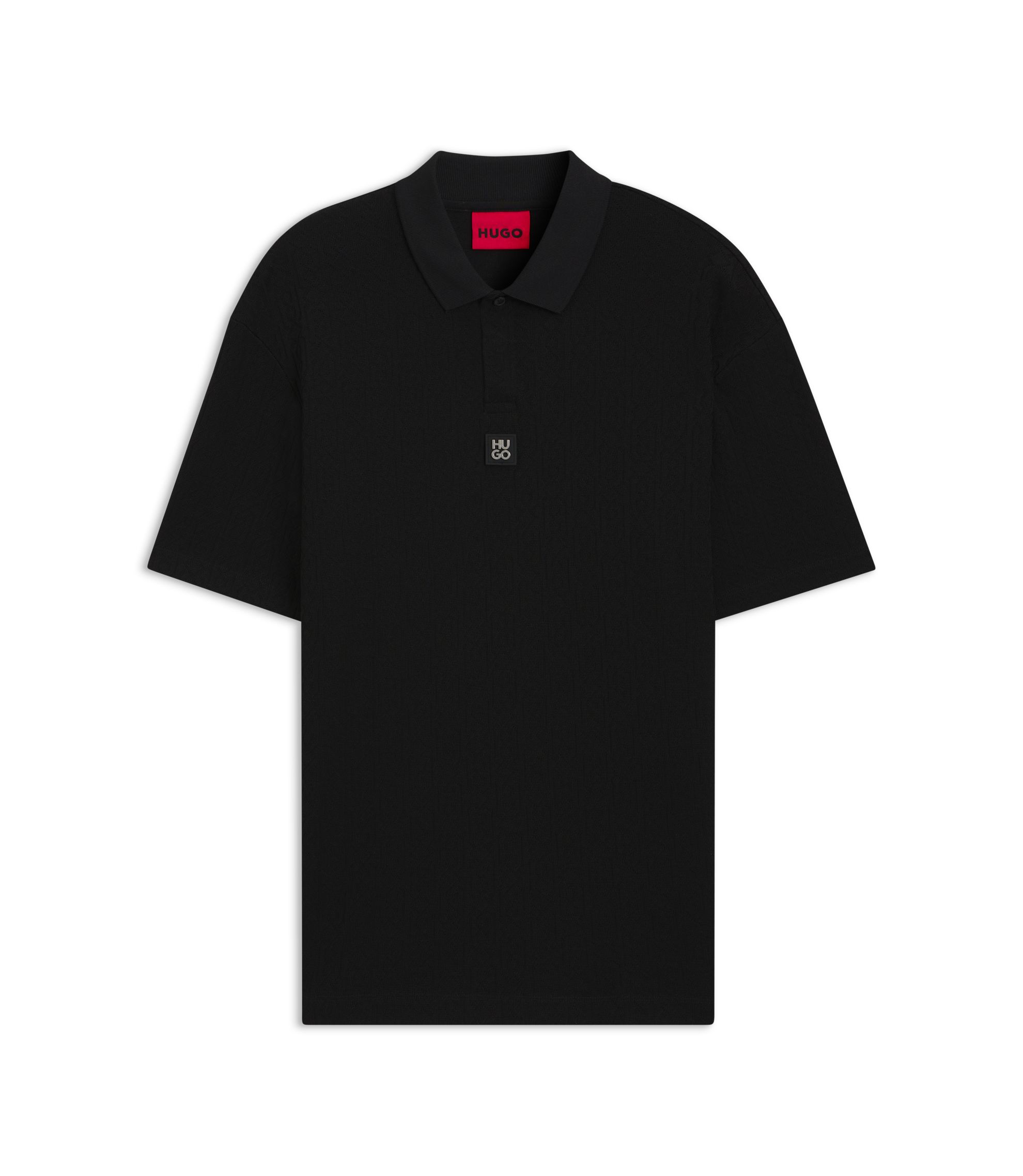 HUGO - Jacquard-pattern polo shirt in a relaxed fit - Black