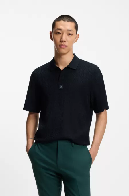 Jacquard-pattern polo shirt in a relaxed fit