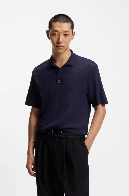 Jacquard-pattern polo shirt in a relaxed fit