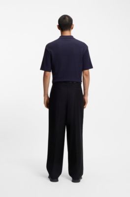 Polo relaxed fit con motivo en jacquard, Azul oscuro