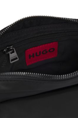 Twill crossbody bag with stacked logo, Black