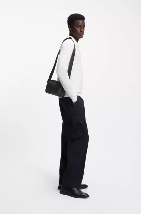 Twill crossbody bag with stacked logo