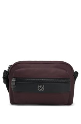 Twill crossbody bag with stacked logo, Light Brown