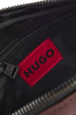 Sac port&eacute; crois&eacute; en twill &agrave; logo revisit&eacute;, Brun chin&eacute;