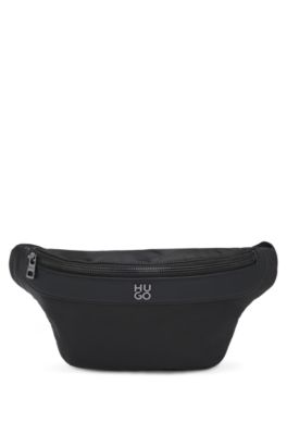 Belt bag with stacked logo, Black