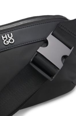 Belt bag with stacked logo, Black