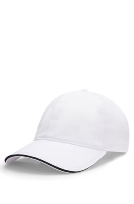Gorra de nylon el&aacute;stico con logo brillante, Blanco