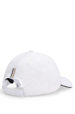Casquette en nylon stretch avec logo brillant, Blanc