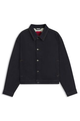 Regular-fit jacket in dark-blue denim, Dark Blue