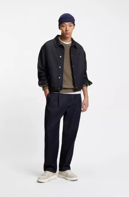 Regular-fit jacket in dark-blue denim