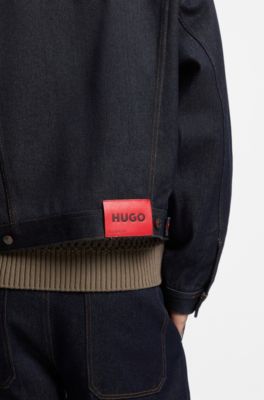 Regular-fit jacket in dark-blue denim, Dark Blue