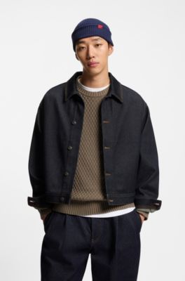 Regular-fit jacket in dark-blue denim, Dark Blue